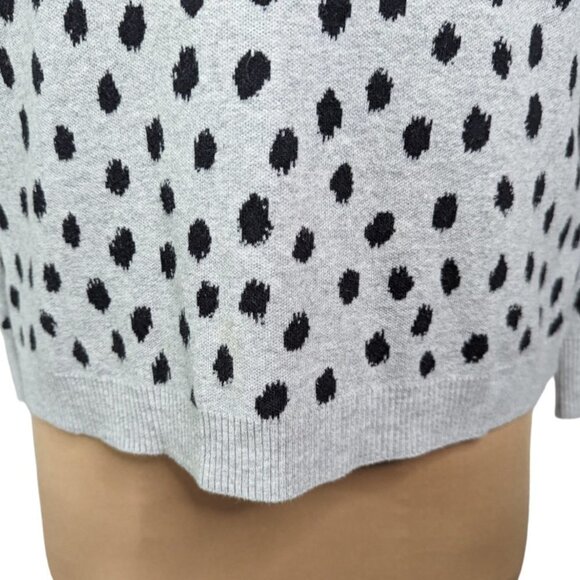 H & M Cotton Polka Dot Midweight Crew Neck Sweater Gray Black Size Small - Picture 5 of 12